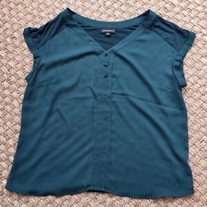 Fortune + Ivy Teal V-Neck Blouse